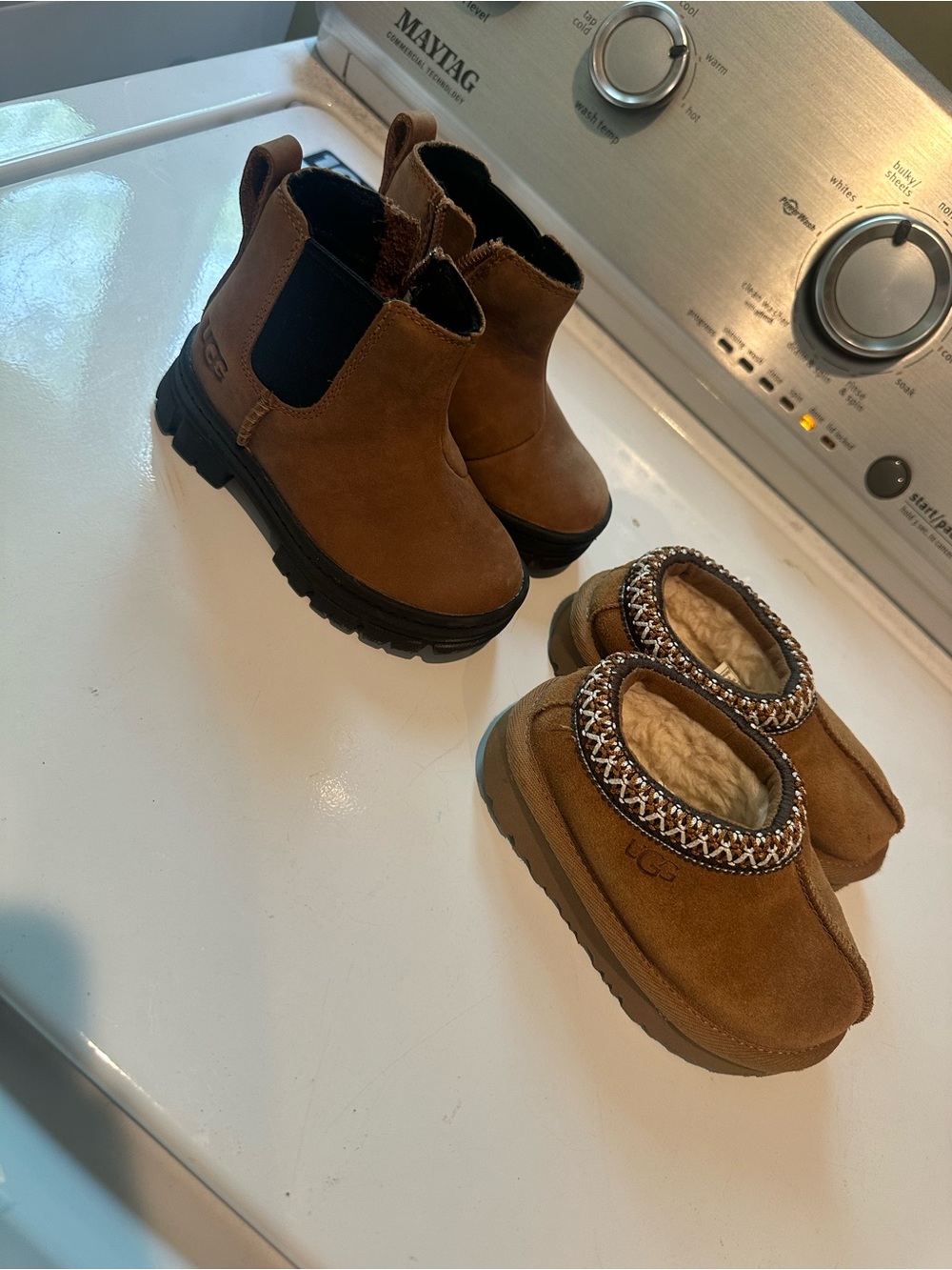 UGG Kids Brown Suede Chelsea Boots and Tasmans